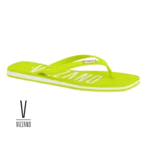 Vizzano Logo Flip-Flops Women's Thong Sandals Neon Lime & Neutral Vizzano Flip-Flops Lightweight Logo Thong Sandals by Vizzano for Summer Style