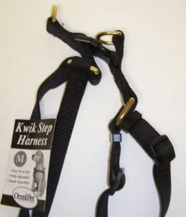 Omni Pet No.19MBK Easy On/Off Step-In Nylon Harness, Medium Size (18-28in), Black Color, Model 445-19020