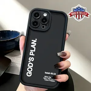 Minimalist Christian God’s Plan Typography Aesthetic Phone Case for iPhone 17 16 15 14 Pro Max 13 12 11 XR XS Plus Air Slim Shockproof Anti Drop Protective Durable TPU Cover