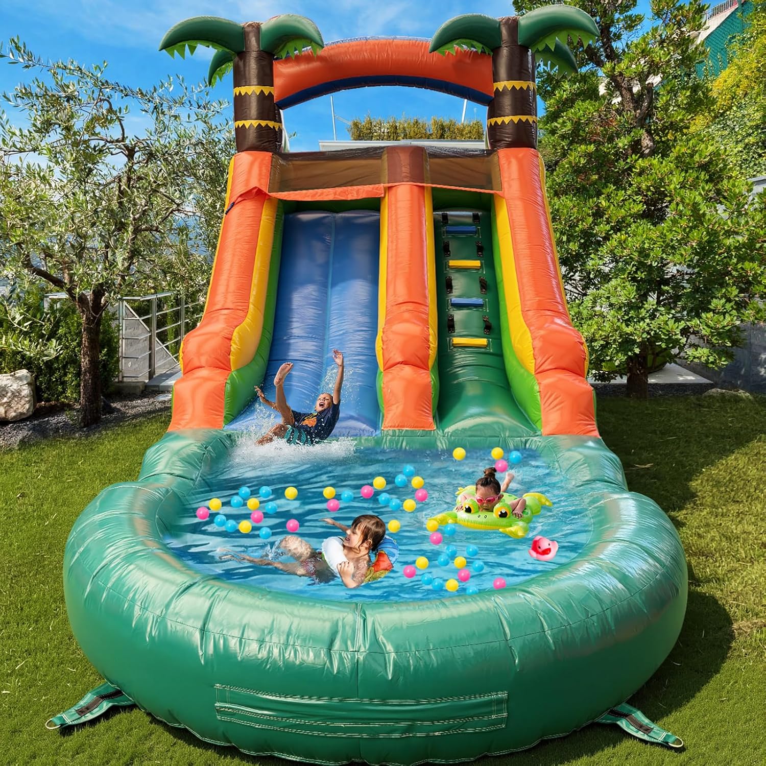 Water Slide Commercial, 21FT Big Water Slide for Kids and Adults with Powerful 950W Blower & Water Tube,100% Commercial Grade PVC Inflatable Adult Water Slides with Splash Pool (Green, 21x12x9FT) Water Slide Commercial, 21FT Big Water Slide for Kids and Adults with Powerful 950W Blower & Water Tube,100% Commercial Grade PVC Inflatable Adult Water Slides with Splash Pool (Green, 21x12x9FT)