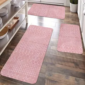 JIT 1/2/3 pcs of flannel-pink Siemia simple carpet, suitable for multiple scenarios as a decorative carpet. Kitchen carpet set, flannel washable bedside soft carpet, suitable for use in kitchens, bedrooms, etc.