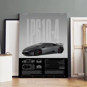 1 Count Wooden Framed Canvas, Lamborghini LP610 - 4 Poster, Modern Art, Fashion Poster, Modern Minimalist Design, Living Room Bedroom Decoration, Hallway Office Mural, Kitchen, Home Poster, Ideal Gift, High Definition, Waterproof, Artwork