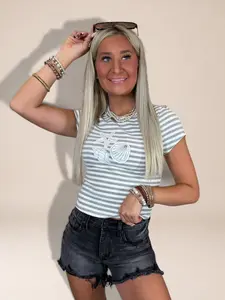 Shells And Stripes Fitted Top