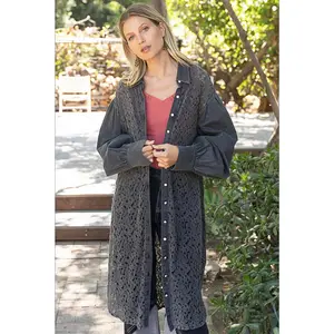 Long Lace Shirt with Balloon Sleeves by POL Clothing