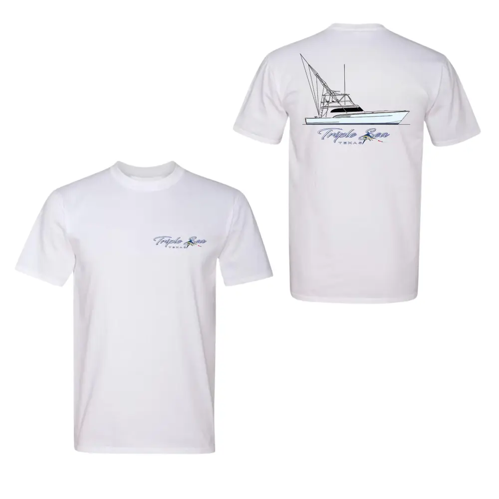 Billfish Fishing Shirt 2026 – Triple Sea Texas Boat Graphic Tee, Offshore Sportfishing Apparel, Men’s Tops