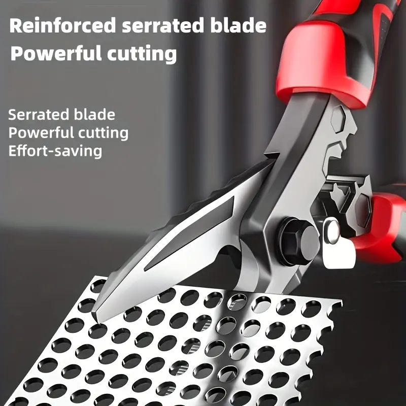 1pc Industrial-Grade Sheet Metal Snips: Multi-Functional Heavy-Duty Sheet Metal Snips, Aviation Snips, Industrial-Grade Metal Shears. Features a Smooth Surface, Sharp Cutting Edges, and Strong Shearing Force. Made From High-Quality Materials for High