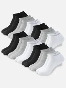 Men's 12 Pairs Solid Ankle Socks, Casual Comfy Breathable Low Cut Socks for Daily Wear, Men's Socks for Fall & Winter