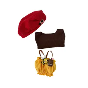 Mini Doll Outfit (No Doll) – Hat & Overalls Set, Designer-Inspired Suit for 17cm Collectible Figure Dress-Up