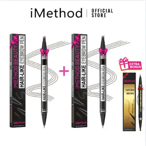 【NEW Buy 2 Get 1】iMethod Microblading Eyebrow Pen - 2-Pack for Perfect Color Matching- Eyebrow Pencil Magical 2-in-1 Dual-Ended Eye Brow Pencils for Women with 4-Fork-Tip & Precise Brush-Tip