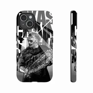 Edgy T-Texas C-Chainsaw M-Massacre Leatherface Black and White Art Mobile Phone Case for iPhone 16 Pro Max, PC TPU Glass Heavy-Duty Rugged Phone Protective Case, iPhone 16/15/14/13/12/11 Pro Max/Plus