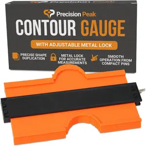 10" Contour Gauge Tool with Lock - Precision Profile Scribe for Tile, Woodworking, Edge Angle Measuring and Shape Duplication - Perfect Contour Tool for Carpenters and DIY Projects