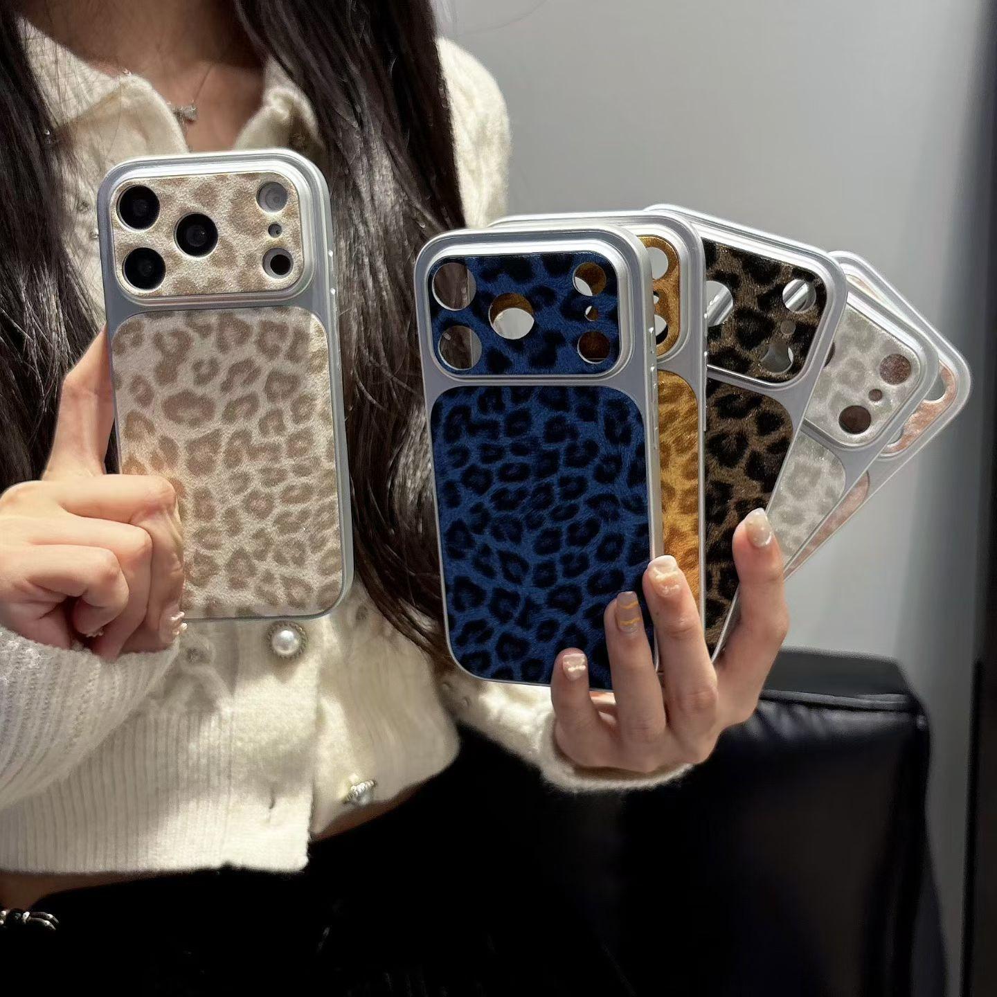 （Case & Nova.） Luxury Leopard Print Glitter Phone Case with Large Lens Window, Compatible with iPhone 17 Pro Max, 16, 15, 14, 13, 12, Shockproof Protective Cover junk