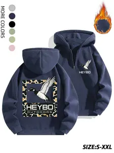 Men's Fleece Hoodie, Long Sleeve Half Zip Design, Warm and Comfortable, Perfect for Daily Wear, Ideal for Cold Weather