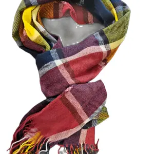Plaid tassel knitted versatile scarf