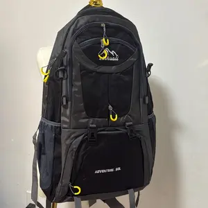 Adventure 60l Bag - Black Backpack with Yellow Accents and Multiple Pockets for Travel and Outdoor Activities