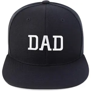 DAD Embroidered 6 Panel Structured Flat Bill Snapback Cap