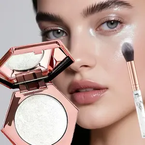 1 Set Diamond Glitter Highlighter Contour Powder Set, Platinum Shimmer Face & Body Primer, Perfect Gift for Women or Girl, Water Glow Makeup, Cosmetics Highlighter