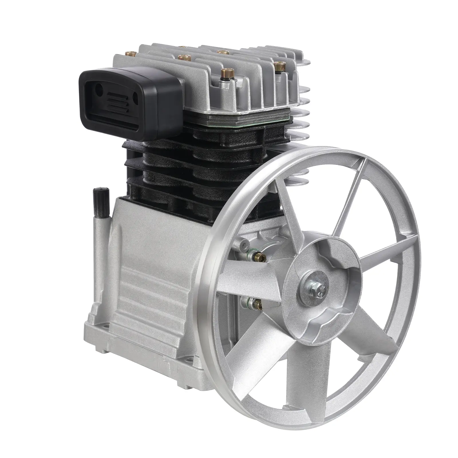 3HP 2.2KW Air Compressor Pump Head Model 2065 - 250L/min Discharge, 1.0MPa Max Pressure, Silver-Black Aluminum Iron Build, Low Noise for Automotive Pneumatic Tools, Construction, Chemical Industry, Painting