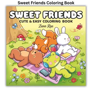 Sweet Friends: Coloring Book for Adults and Teens Featuring Adorable Animal Characters in Cute Cozy Moments for Relaxation