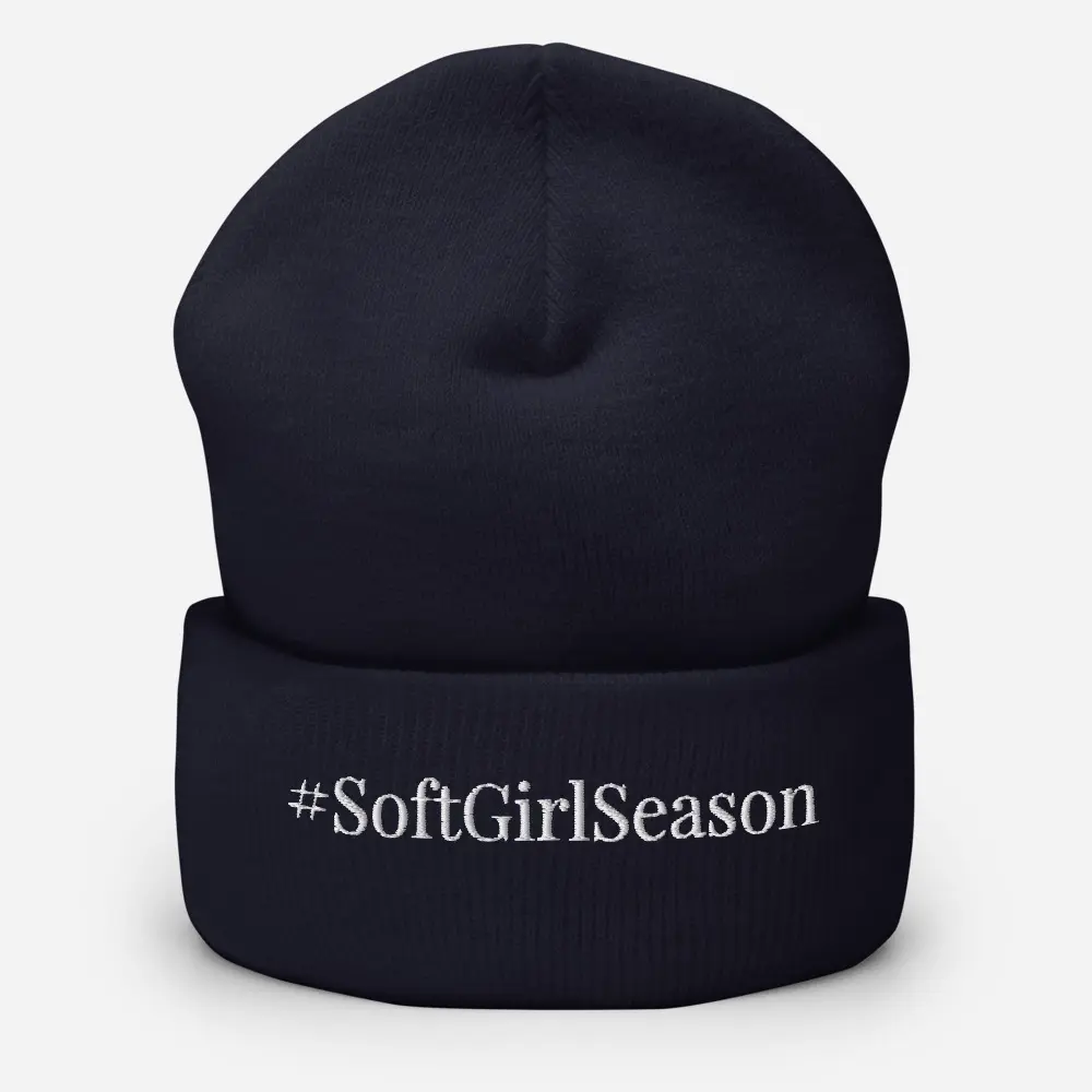 Navy & White Soft Girl Season Cuffed Beanie