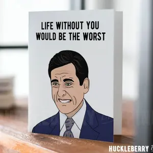 Michael Scott Valentine, Anniversary Card, The Office Greeting Card, The Worst! Love You Card, Funny Valentine Card