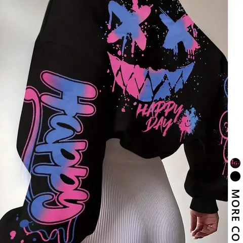 Women's Letter Print Oversized Statement Long Sleeve Aesthetic Graphic Pullover Sweatshirt Hoodie Tops, Fashion Casual Sweatshirt for Everyday Daily Holiday Outdoor Wear, Women Clothing for Fall & Winter