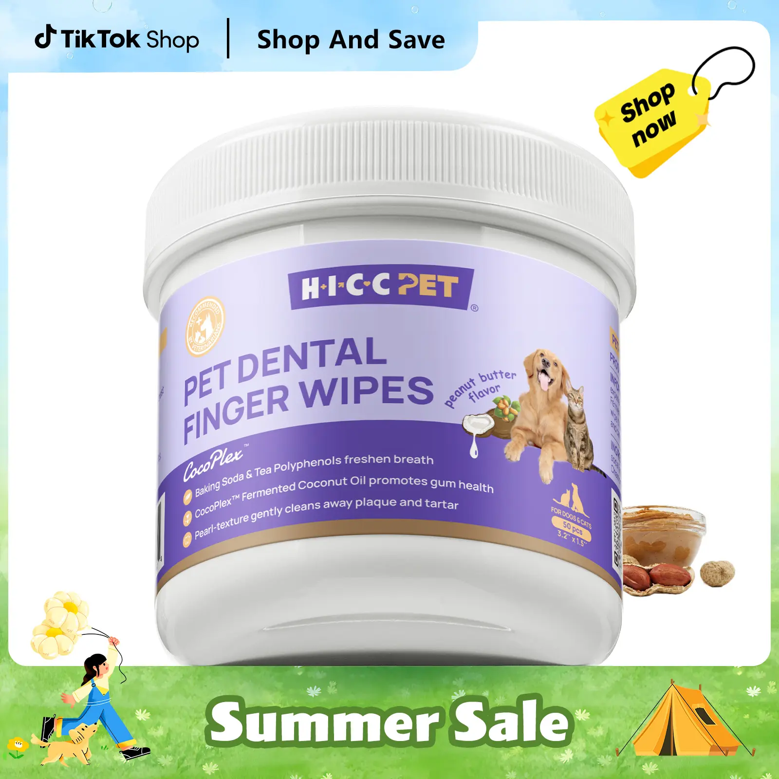 【New Arrivals】 HICC PET Dog Dental Finger Wipes 50 Pack - Remove Plaque & Freshen Breath for Dogs & Cats - Puppy Dental Wipes Finger Style - Gentle Teeth Cleaning for Puppies  - Freshen Breath, Prevent Tooth Decay-Pet wipes for Grooming #DealsForYouDays