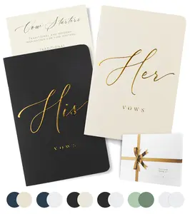 ARTESORI Premium Wedding Vow Book for Her & Him, Soft Touch, Gold Foil, 28 Lined Pages, Wedding Vow Books His and Hers, Wedding Essentials, Wedding Registry Ideas, His and Hers Gifts [Ivory & Navy]