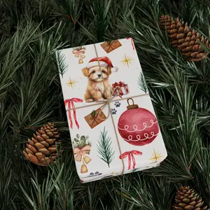 Christmas Maltipoo Wrapping Paper, Holiday Gift Wrap for Dog Lovers, Festive Present Packaging, Cute Puppy Xmas Gift Wrap, Pet Lover Gift