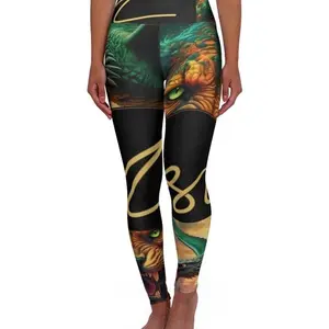 Marx Dublin Limited Edition Mystical Dragon Collage Leggings High Waisted Yoga Pants for Bold Storybook Energy