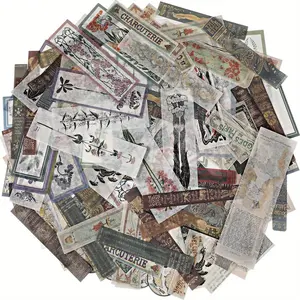 Retro DIY Self-adhesive Decorative Washi Stickers Set, 120pcs/set Floral Pattern Sticker Antique Flower Planner & Journal Decals for Cards and Albums Crafts