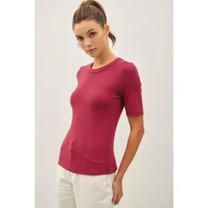 Ultra Soft Basic Short Sleeve Top Burgundy