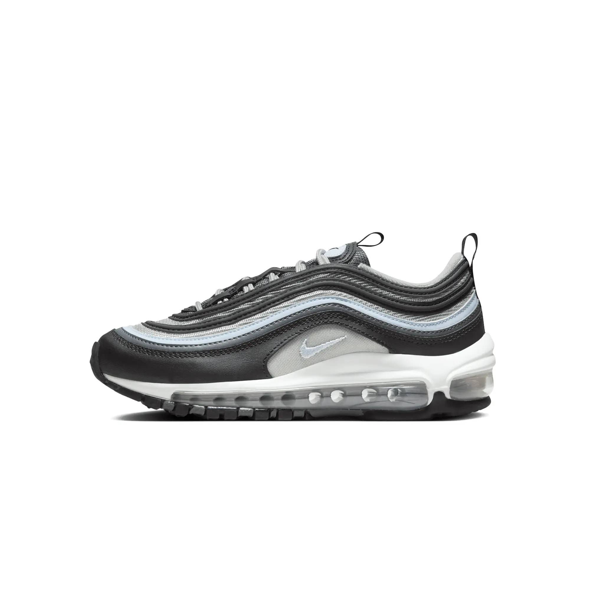 Nike Grade School Athletic Footwear, Air Max 97 "BLACK IRON GREY" Shoe, Performance Sneaker, Training Trainer (Style Code: 921522-033)