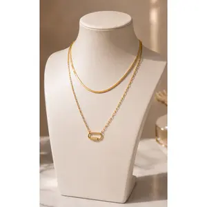 Jewlpire Dainty Gold Necklace for Women 14k Plated Gold Layered Necklaces for Women Trendy Herringbone Chain Paperclip Chain Necklaces for Women Stackable Necklaces for Women