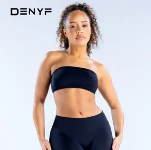 Seamless Strapless Bandeau Crop Top – Stretchy Workout Tank for Yoga & Gym