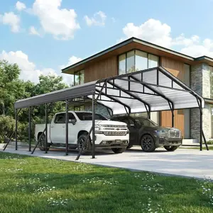 Metal Carport with Galvanized Steel Roof, Heavy Duty Carport, Sturdy Metal Outdoor Carport Canopy, Truck, Boat and SUV