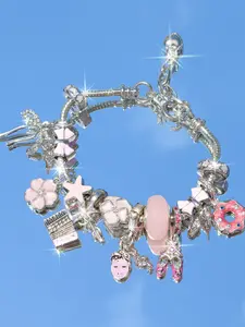 Cute Cherry Blossom Bow Charm Bracelet, Sweet Donut Ballet Shoe Bracelet, Fun Mask Girl Bracelet, Music Festival Bracelet