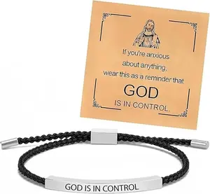 God is in Control Bracelet Inspirational Bracelets for Women Christian Faith Bracelets Adjustable Braided Tube Motivational Birthday Jewelry Inspirational Gifts for Women Trendy