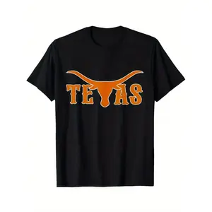 cotton cool retro casual Texas American longhorn Austin proud bull, men's short-sleeved T-shirt made in usawardrobe