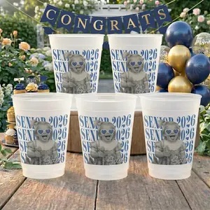 Custom Senior 2026 Photo Cup | Personalized Graduation Frosted Party Cups