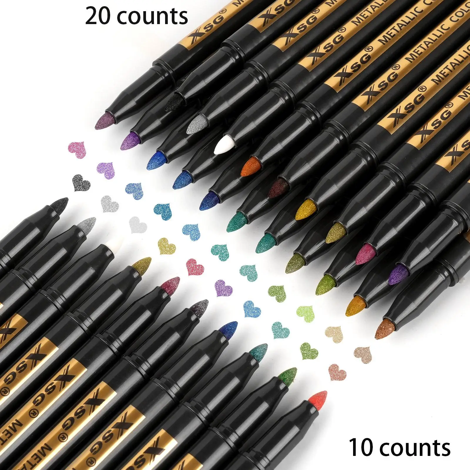 Metallic Markers (1 Set), 10/20 Colors Paint Markers, Drawing Marker Pens, Can Be Used on Rock, Metal, Wood, Ceramic, Glass