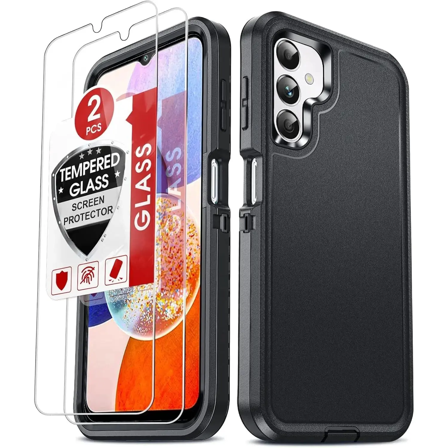 Entronix 3-in-1 Bundle for Galaxy S21, Heavy Duty Case & 2 Clear Tempered Glass Screen Protectors Protection Smartphone