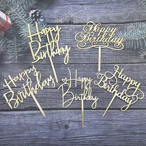Large Size Happy Birthday Acrylic Cake Topper Black Gold Letter Decor for Party Supplies 33 Designs Boy Girl Cake Decoration