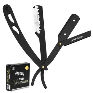 Regale Black Matte Traditional Straight Edge Razor - Professional Shaving Tool