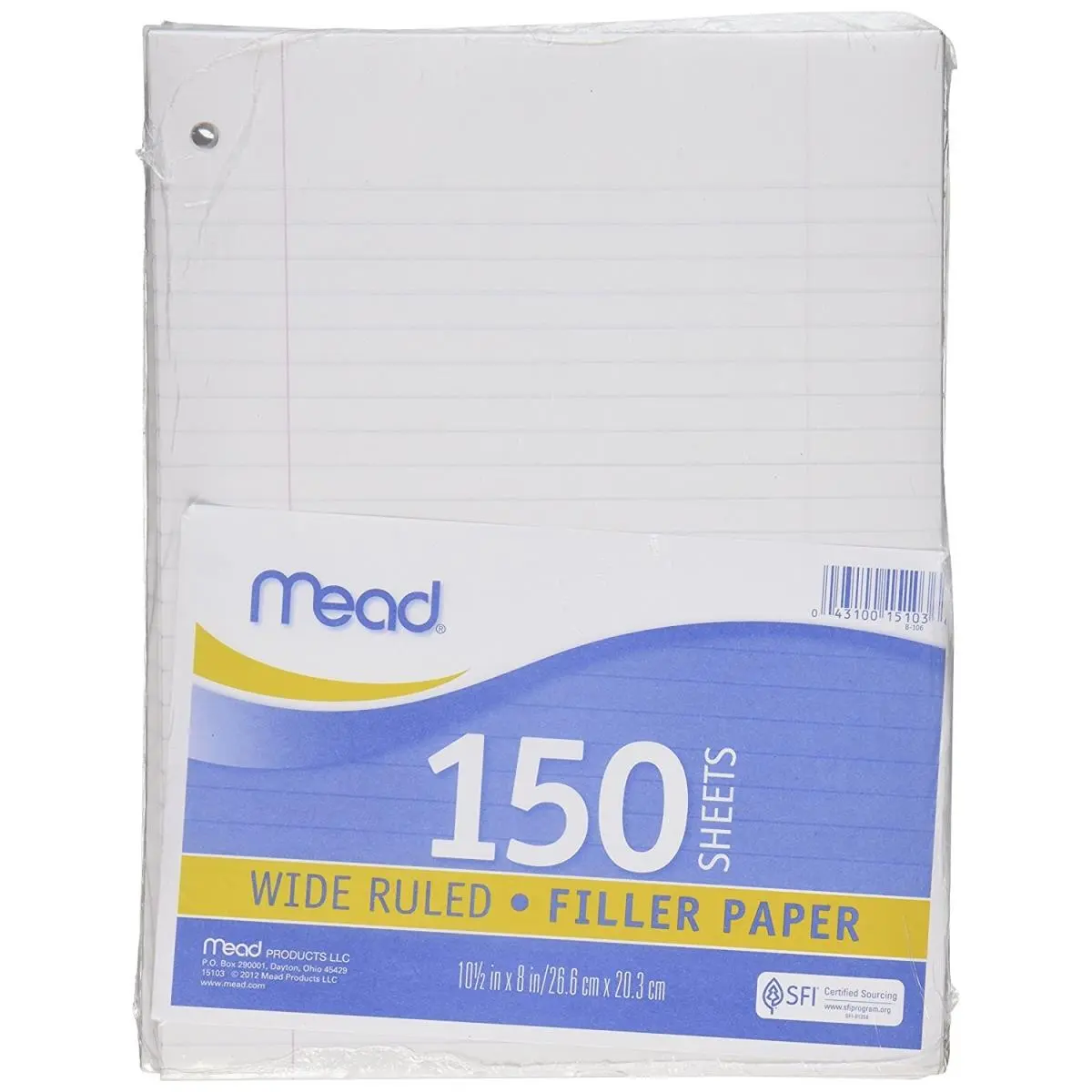 Pacon Mead Filler Plain Paper, Office Stationery Supplies, Writing Stationery, Loose Leaf Paper - Pack of 150