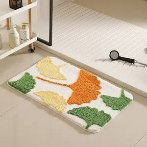 Ginkgo Tree Bath Rug, Super Soft & Fluffy Material, Highly Absorbent Design, Suitable for Shower/bathtub Use