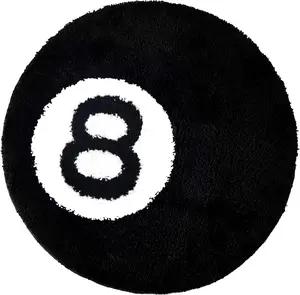 8 Ball Rug - 24 inch White & Black Trendy Rug - Cool Rugs and Aesthetic Rugs for Bedroom & Living Room -Non-Slip Flocking Floor Area Rug for Living Room Decor, Alt Room Decor Soft Doormat for Bedroom
