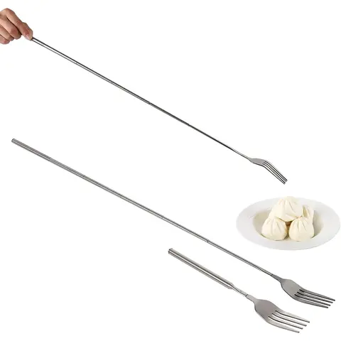 Extendable Fork, Extendable Spoon,Portable Stainless Steel Telescopic Long Handle Fork, Practical Rust-proof for BBQ Fruit Dessert Pastry