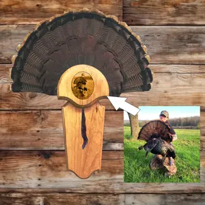Custom Turkey Fan Panel with Personalized Photo for Hunting Cabin Decor, Cherry Wood, Custom Design, Perfect for Home Decor Wall Hanging