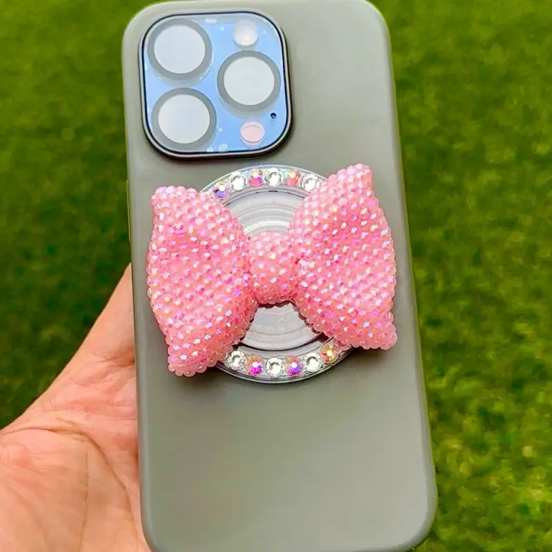 Bling Bling magnet phone grip phone holder AB rhinestone  ( On my TickTock Live You can choose a different Main Topper Piece Heart  Bow or Cartoon )